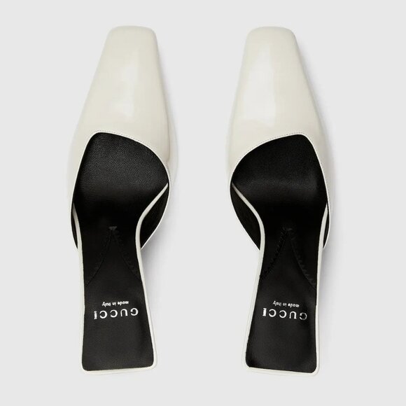 NIB Gucci interlocking G plaque white leather mules IT 38.5 US 8.5 - Picture 6 of 9